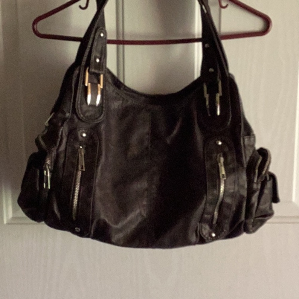 Black Leather Women's hand bag/ purse